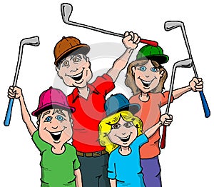A Happy Family Getting Ready to Play Golf