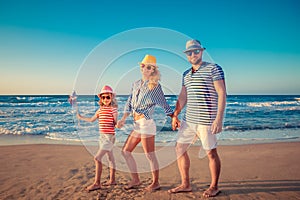 Happy family having fun on summer vacation