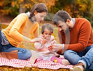 Happy family having fun time on picnic