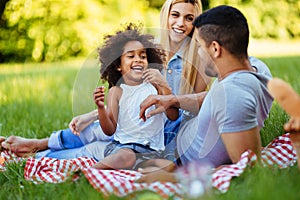 Happy family having fun time on picnic