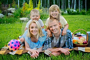 Family picnic with a dog