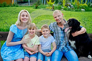 Family picnic with a dog