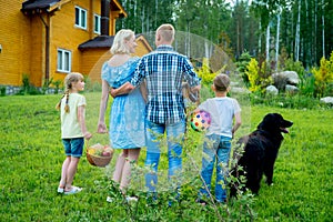 Family picnic with a dog