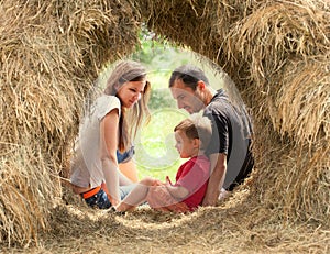 Happy Family in haystack