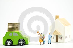 Happy family home and car concept