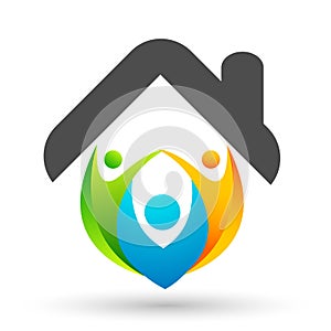 Happy family home house love union compassion concept icon logo element vector on white background