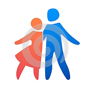 Happy family icon multicolored in simple figures. A couple in love look at each other. Bride and groom. Vector can be used as