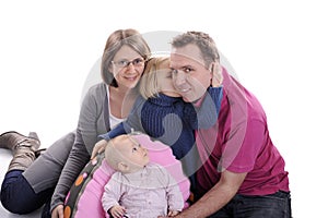 Happy family isolated on white background