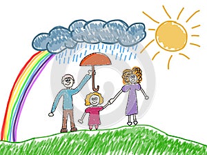 Happy family kids artistic drawing