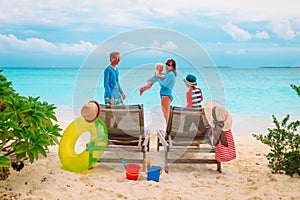 happy family with kids on beach vacation