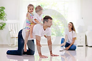 Happy family with kids at home
