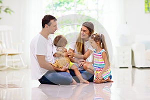 Happy family with kids at home