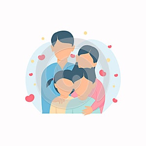 Happy Family with kids together colorful vector background