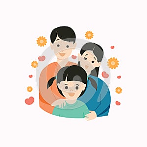 Happy Family with kids together colorful vector background