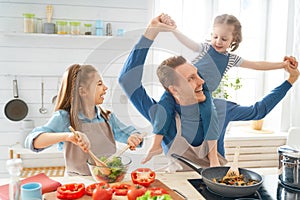 Happy family in the kitchen