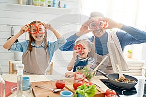 Happy family in the kitchen