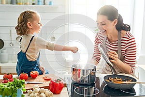 Happy family in the kitchen