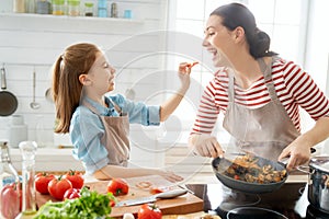 Happy family in the kitchen