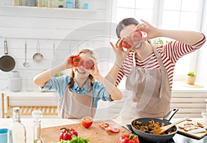 Happy family in the kitchen