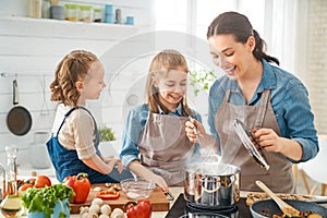 Happy family in the kitchen