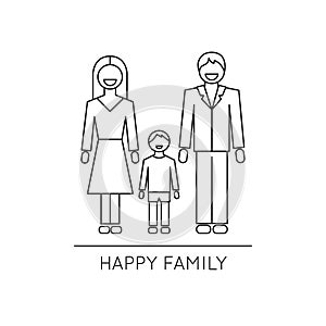 Happy family line icon