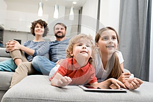 Happy Family in Living Room