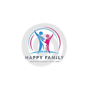 Happy family logo. abstract figure of mother, child and father vector elements stock illustration