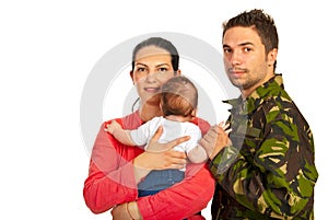 Happy family with military father