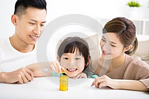 Happy family money saving concept