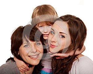 Happy family, mother and two daughters