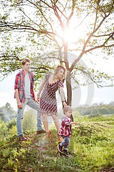 Happy Family on the Nature