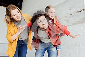 happy family with one child having fun together