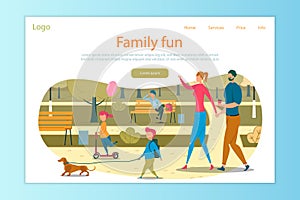 Happy Family Outdoor Fun in Park Landing Page