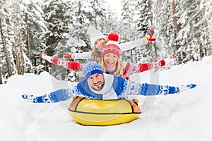 Happy family outdoor in winter