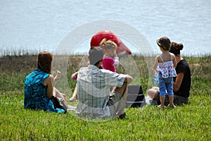 Happy family outdoors img