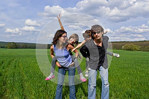 Happy family outdoors