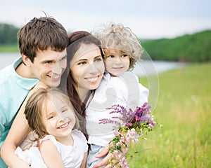 Happy family outdoors