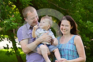 Happy family outdoors