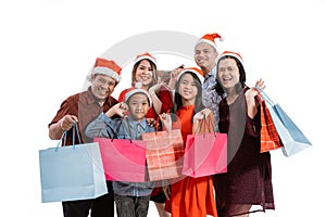 Happy family with paper bag shopping