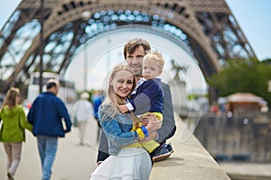 Happy family in Paris