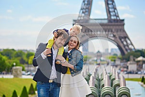 Happy family in Paris
