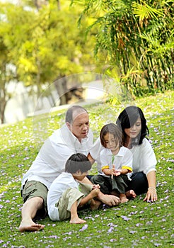 Happy family in the park