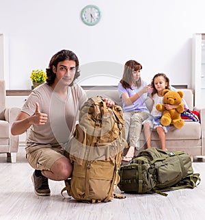 Happy family planning vacation trip