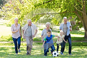 Happy family playing at the ball