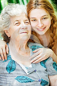 Happy family portrait - daughter and grandmother