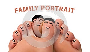 Happy family portrait of finger smileys