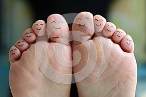 Happy family portrait of finger smileys