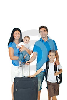 Happy family ready for travel