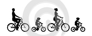 Happy family riding bicycle together