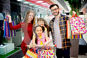 Happy family shopping